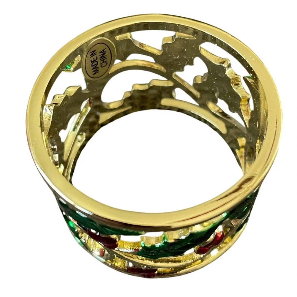NEW Lenox Gold Holly And Berry Napkin Rings Set of 4 Christmas Holiday Decor NIB